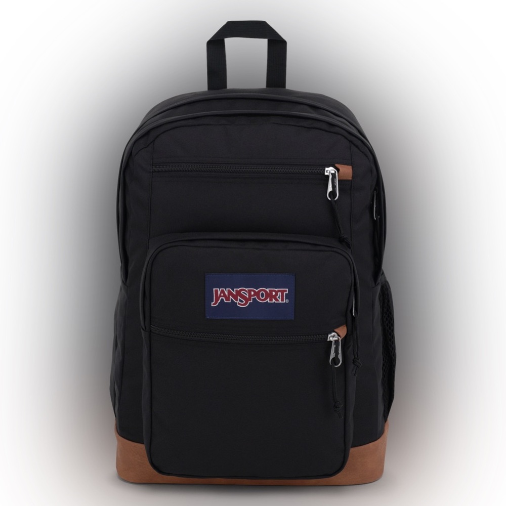 JanSport Classic Black Backpack with Brown Trim
